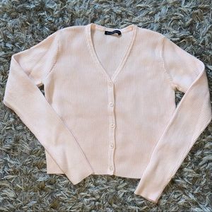 Brandy Melville Pink ribbed cardigan button down sweater. Worn once.